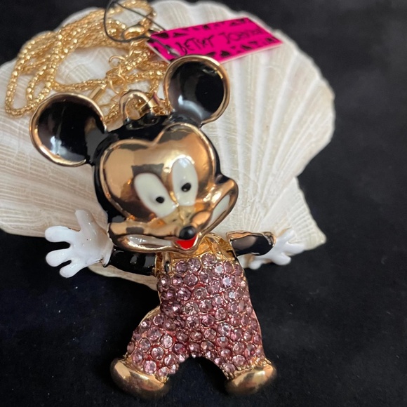 NEW BETSEY JOHNSON PURPLE MICKEY MOUSE RHINESTONE EMBELLISHED CHAIN NECKLACE - Picture 5 of 6